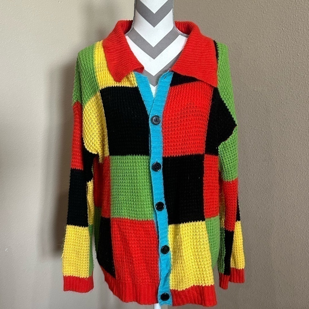Women’s Vintage Color Block Sweater(measurements in description)